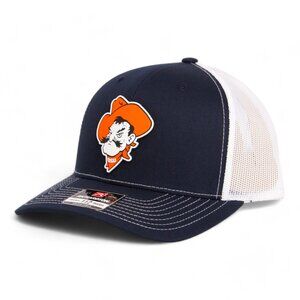 OSU Cowboys Pistol Pete Snapback Trucker Hat- Navy/White